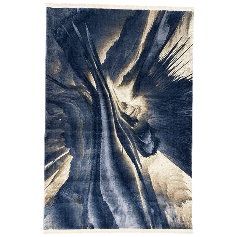 230 x 160cm Modern Expressive Brushstroke Navy Accent Rug