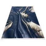 230 x 160cm Modern Expressive Brushstroke Navy Accent Rug