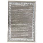 230 x 160cm Minimalist Greek Key Border Plain Center Beige Rug