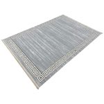 230 x 160cm Minimalist Greek Key Border Plain Center Grey Rug - Image 3