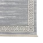 230 x 160cm Minimalist Greek Key Border Plain Center Grey Rug
