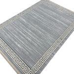 230 x 160cm Minimalist Greek Key Border Plain Center Grey Rug
