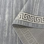 230 x 160cm Minimalist Greek Key Border Plain Center Grey Rug - Image 7