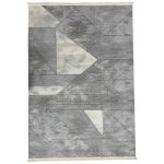 230 x 160cm Modern Angular Linear Textured Grey & Cream Rug