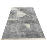 230 x 160cm Modern Angular Linear Textured Grey & Cream Rug - Image 2