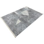230 x 160cm Modern Angular Linear Textured Grey & Cream Rug - Image 3