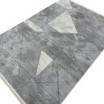 230 x 160cm Modern Angular Linear Textured Grey & Cream Rug - Image 4