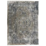 230 x 160cm Transitional Stonewashed Medallion Accent Rug in Dark Grey & Sand