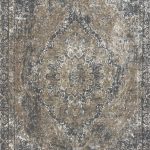 230 x 160cm Transitional Stonewashed Medallion Accent Rug in Dark Grey & Sand - Image 5
