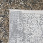 230 x 160cm Transitional Stonewashed Medallion Accent Rug in Dark Grey & Sand - Image 9