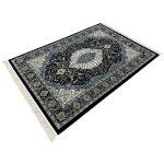 230 x 160cm Classic Royal Kashan Medallion Area Rug in Navy Blue & Cream - Image 3