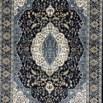 230 x 160cm Classic Royal Kashan Medallion Area Rug in Navy Blue & Cream - Image 5
