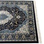 230 x 160cm Classic Royal Kashan Medallion Area Rug in Navy Blue & Cream - Image 6