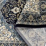 230 x 160cm Classic Royal Kashan Medallion Area Rug in Navy Blue & Cream - Image 7