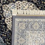 230 x 160cm Classic Royal Kashan Medallion Area Rug in Navy Blue & Cream - Image 9