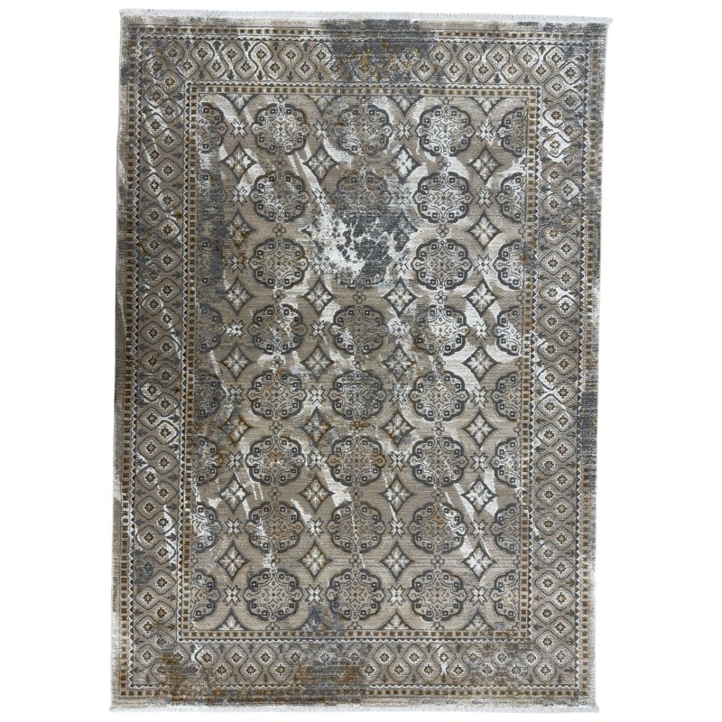 Modern Weathered Diamond Lattice Taupe & Ivory Rug