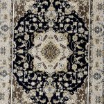 230 x 160cm Sarouk Farahan Design Navy Blue Rug - Image 5