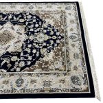 230 x 160cm Sarouk Farahan Design Navy Blue Rug - Image 6