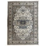 230 x 160cm Vintage Distressed Medallion Area Rug in Taupe & Ivory