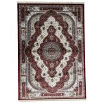 230 x 160cm Classic Tabriz Scalloped Medallion Burgundy Area Rug