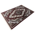 230 x 160cm Classic Tabriz Scalloped Medallion Burgundy Area Rug