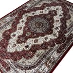 230 x 160cm Classic Tabriz Scalloped Medallion Burgundy Area Rug
