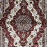 230 x 160cm Classic Tabriz Scalloped Medallion Burgundy Area Rug