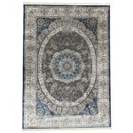 230 x 160cm Persian Tabriz Oval Medallion Grey Area Rug