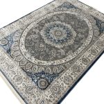 230 x 160cm Persian Tabriz Oval Medallion Grey Area Rug - Image 4