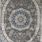 230 x 160cm Persian Tabriz Oval Medallion Grey Area Rug - Image 5