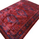 290 x 200cm Classic Afghan Sarouk Design Red & Navy Rug - Image 4