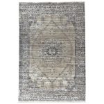 290 x 200cm Contemporary Distressed Medallion Rug in Cool Grey & Warm Taupe