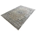 290 x 200cm Contemporary Distressed Medallion Rug in Cool Grey & Warm Taupe - Image 3