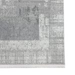 290 x 200cm Modern Distressed Geometric Border Rug in Silver Grey & Off-White - Image 7