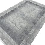 290 x 200cm Modern Distressed Geometric Border Rug in Silver Grey & Off-White - Image 5