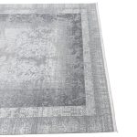 290 x 200cm Modern Distressed Geometric Border Rug in Silver Grey & Off-White - Image 6