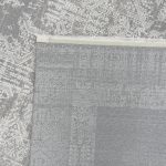290 x 200cm Modern Distressed Geometric Border Rug in Silver Grey & Off-White - Image 8