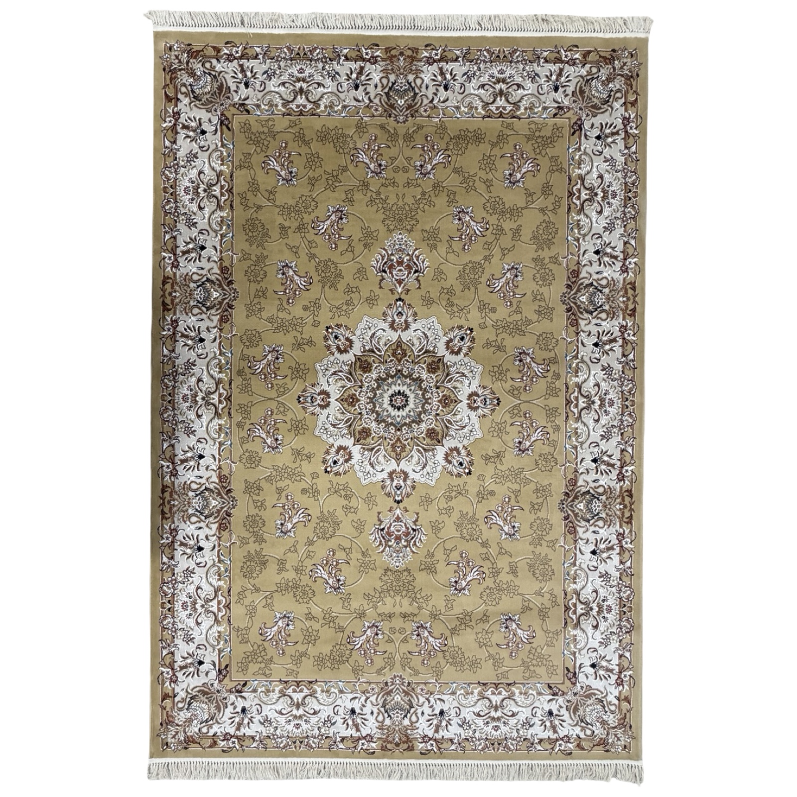 230 x 160 ddsnsmmhh_1 290 x 200cm Isfahan Design Olive Gold & Cream Area Rug - Image 1