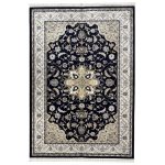 Persian Tabriz Floral Design Navy Rug