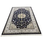 290 x 200cm Persian Tabriz Floral Design Navy Rug