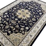 290 x 200cm Persian Tabriz Floral Design Navy Rug