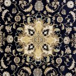 290 x 200cm Persian Tabriz Floral Design Navy Rug - Image 4
