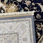 290 x 200cm Persian Tabriz Floral Design Navy Rug
