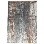 290 x 200cm Modern Abstract Oxidized Iron & Charcoal Wash Rug in Copper Rust & Silver