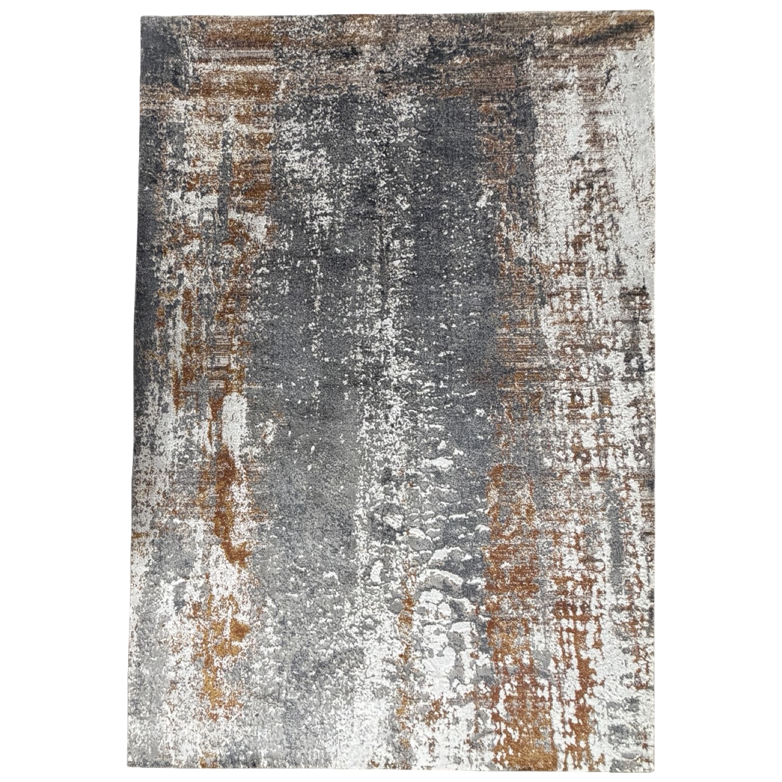 230 x 160 ddsnsmmhh_25 290 x 200cm Modern Abstract Oxidized Iron & Charcoal Wash Rug in Copper Rust & Silver - Image 1