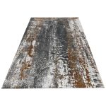 290 x 200cm Modern Abstract Oxidized Iron & Charcoal Wash Rug in Copper Rust & Silver - Image 2