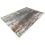 290 x 200cm Modern Abstract Oxidized Iron & Charcoal Wash Rug in Copper Rust & Silver - Image 3