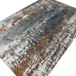 290 x 200cm Modern Abstract Oxidized Iron & Charcoal Wash Rug in Copper Rust & Silver - Image 5