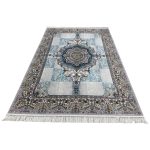 300 x 200cm Contemporary Persian Fusion Medallion Rug in Ice Blue & Silver Cream - Image 2