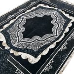 290 x 200cm Modern High-Contrast Scalloped Medallion Midnight Black & Cream Rug - Image 4